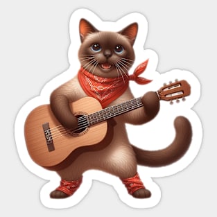 funny cat playing guitar - cat lover funny gifts for cat lover Sticker